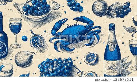 pattern with summer accessories for summer vacation 128678511
