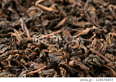 烏龍茶の茶葉のクローズアップ 烏龍茶の茶葉のクローズアップ 128678843