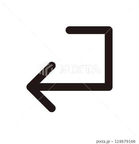 折れ矢印・改行マークのようなシンプルな矢印 折れ矢印・改行マークのようなシンプルな矢印 128679166