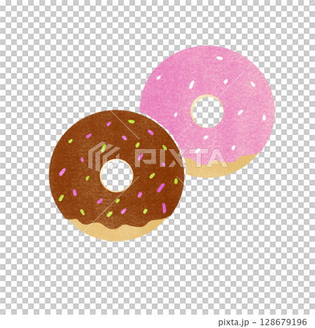 郵票式甜甜圈插圖 郵票式甜甜圈插圖 128679196