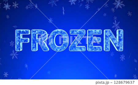 フロストが輝く氷の「FROZEN」ロゴ フロストが輝く氷の「FROZEN」ロゴ 128679637