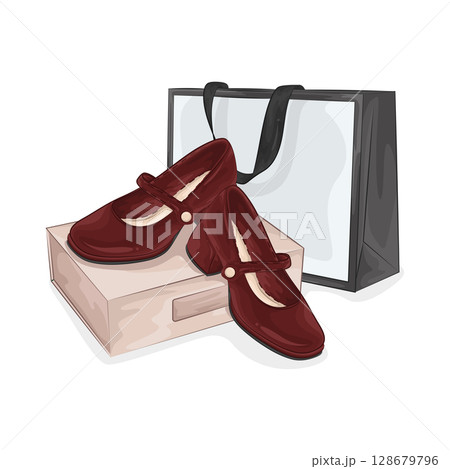 Illustration of Woman Shoes Illustration of Woman Shoes 128679796
