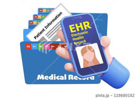 Concept of changing medical record technology to EHR. 128680182