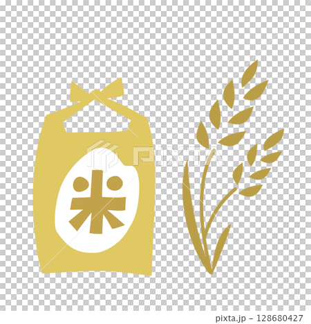 米袋和米的向量圖 128680427