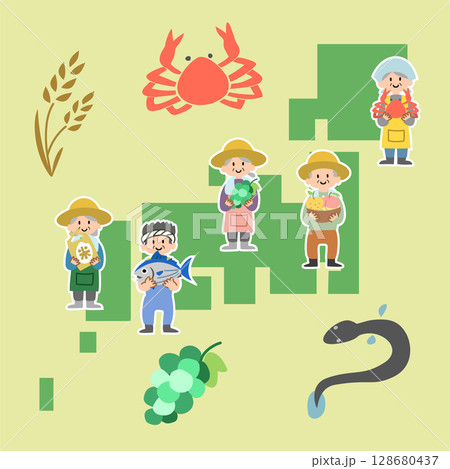ふるさと納税の返礼品と生産者のイラスト ふるさと納税の返礼品と生産者のイラスト 128680437