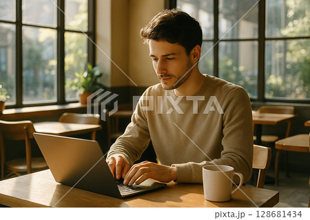 パソコンを使う男性 パソコンを使う男性 128681434