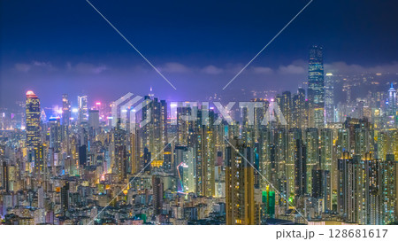 July 18 2025 Night Lights Over Kowloon Urban Skyline View July 18 2025 Night Lights Over Kowloon Urban Skyline View 128681617