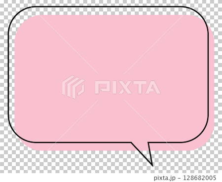 ピンク色のふきだしのイラスト 128682005