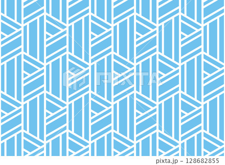 Abstract geometric pattern with stripes, lines. Seamless vector background. White and blue ornament. Simple lattice graphic design 128682855