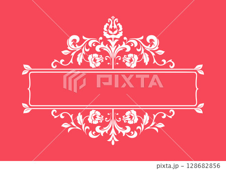 Vintage pink and white element. Graphic vector design. Damask graphic ornament Vintage pink and white element. Graphic vector design. Damask graphic ornament 128682856