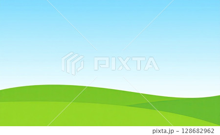 《AI画像》青空と緑の丘 128682962