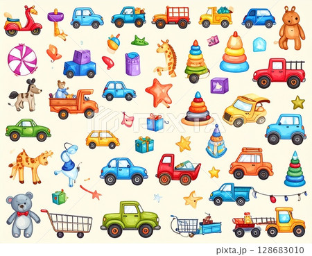 おもちゃのイラスト AI生成画像 おもちゃのイラスト AI生成画像 128683010