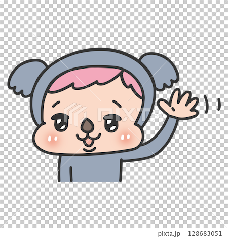 手を振るコアラの着ぐるみを着た人物 手を振るコアラの着ぐるみを着た人物 128683051