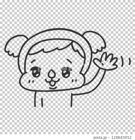 穿著揮舞無尾熊服裝的人 - 線條畫 穿著揮舞無尾熊服裝的人 - 線條畫 128683052