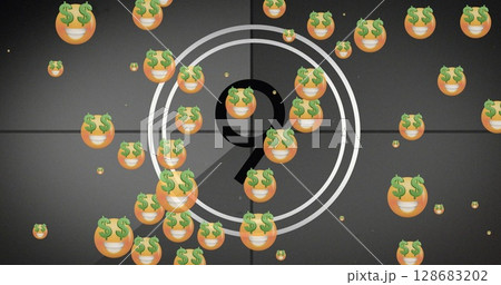 Image of emoji icons over countdown on black background 128683202