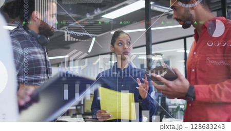 Image of data processing over diverse group of people 128683243