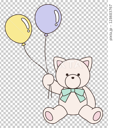 Vector illustration of a cute stuffed cat with a ribbon. Cat, icon, balloon Vector illustration of a cute stuffed cat with a ribbon. Cat, icon, balloon 128683767