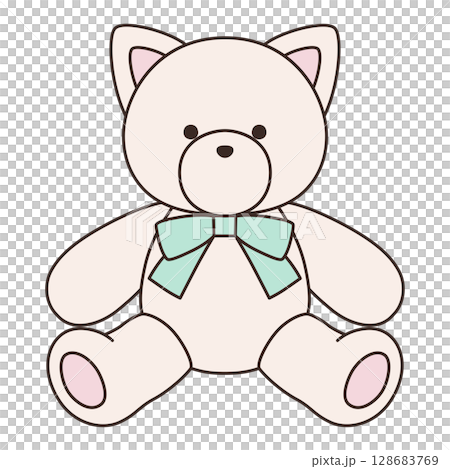 帶有蝴蝶結的可愛毛絨貓的向量插圖。貓,圖標 帶有蝴蝶結的可愛毛絨貓的向量插圖。貓,圖標 128683769