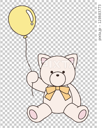 Vector illustration of a cute stuffed cat with a ribbon. Cat, icon, balloon 128683773