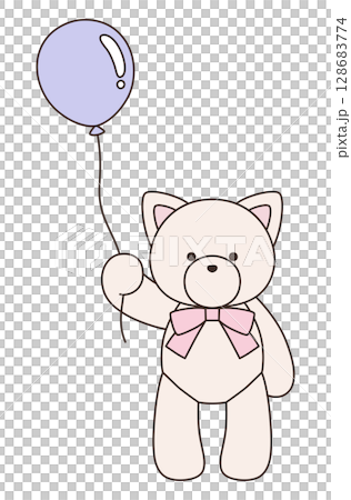 帶有絲帶的可愛貓咪毛絨玩具的向量圖。貓,圖標,氣球 帶有絲帶的可愛貓咪毛絨玩具的向量圖。貓,圖標,氣球 128683774