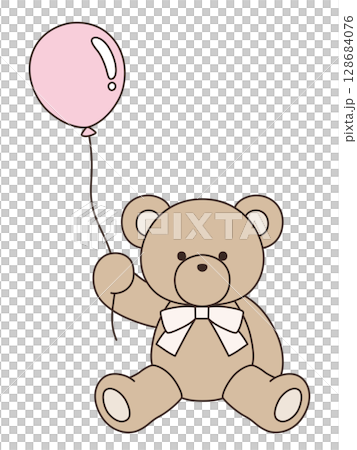 Vector illustration of a cute teddy bear with a bow. Bear, icon, balloon, teddy bear 128684076