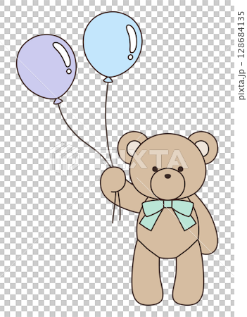 Vector illustration of a cute teddy bear with a bow. Bear, icon, balloon, teddy bear 128684135