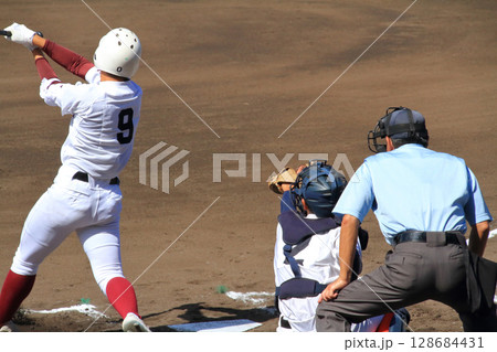 高校野球甲子園大会の地区予選・バッター・キャッチャー・球審 128684431