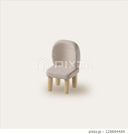 Bedroom minimalism with stylish chair design. 3D render illustration 128684484