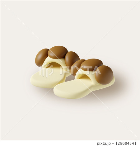 Bedroom comfort with unique sandal design. 3D render illustration Bedroom comfort with unique sandal design. 3D render illustration 128684541