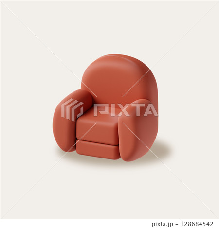 Bedroom furniture design including modern chair in minimalist style. 3D render illustration Bedroom furniture design including modern chair in minimalist style. 3D render illustration 128684542