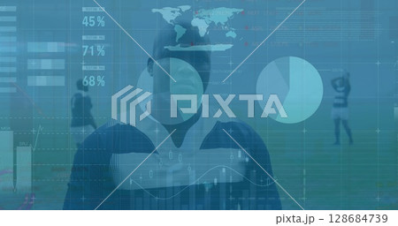 Image of data processing over african amercian rugby players 128684739