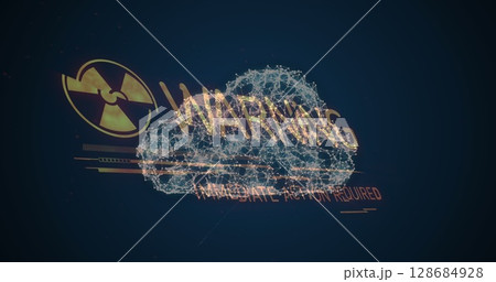 Image of nuclear symbol over cloud Image of nuclear symbol over cloud 128684928