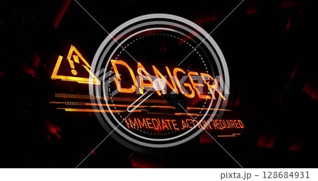 Image of danger text over clock and black background Image of danger text over clock and black background 128684931