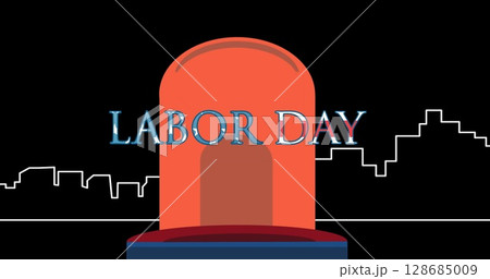 Image of labor day text over lights and cityscape Image of labor day text over lights and cityscape 128685009