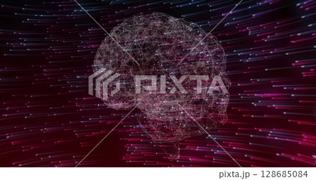 Image of brain and shapes on black background 128685084