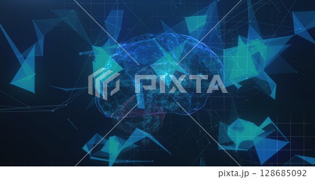 Image of brain and shapes on black background 128685092