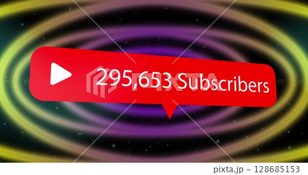 Image of media icon over moving shapes on black background Image of media icon over moving shapes on black background 128685153