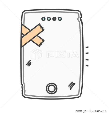 注意!落下衝撃や経年劣化で破損・膨張したモバイルバッテリー、白色・ホワイト 注意!落下衝撃や経年劣化で破損・膨張したモバイルバッテリー、白色・ホワイト 128685259