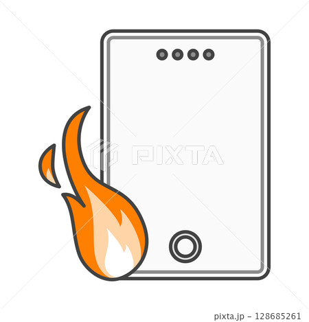 警告!出火・炎上したモバイルバッテリー(スマートフォン充電器)白色・ホワイト 警告!出火・炎上したモバイルバッテリー(スマートフォン充電器)白色・ホワイト 128685261