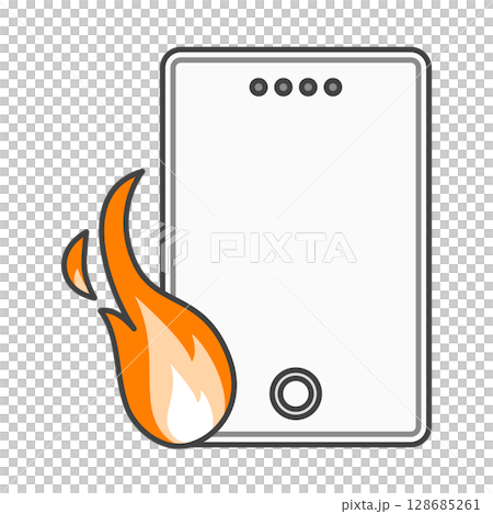 警告!出火・炎上したモバイルバッテリー(スマートフォン充電器)白色・ホワイト 警告!出火・炎上したモバイルバッテリー(スマートフォン充電器)白色・ホワイト 128685261