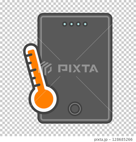 注意!発熱・過熱したモバイルバッテリー(スマートフォン充電器)黒色・ブラック 注意!発熱・過熱したモバイルバッテリー(スマートフォン充電器)黒色・ブラック 128685266