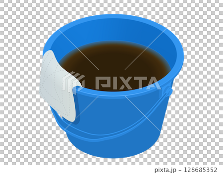 汚れた水とバケツと雑巾のイラスト 128685352