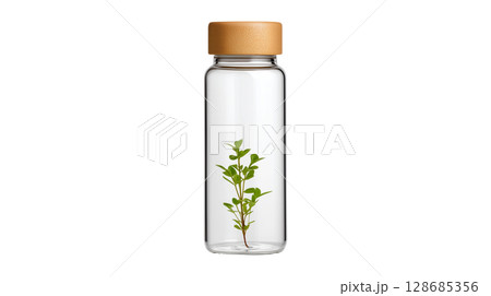 Isolated reusable water bottle as a symbol for green living and sustainability 128685356