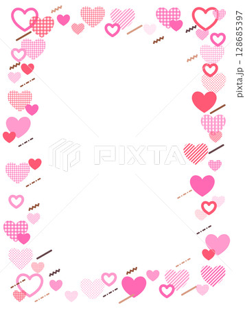 シンプルでかわいいハートのフレーム 128685397