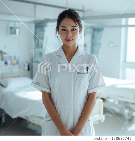 白衣を着た女性 白衣を着た女性 128685745