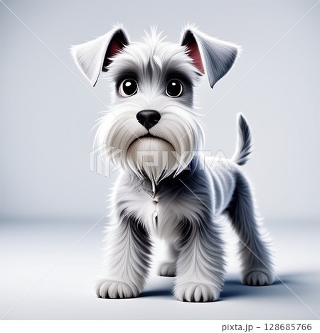 かわいいシュナウザーの仔犬のポーズ 128685766