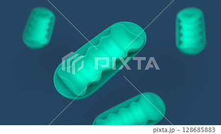 ミトコンドリアの立体的イメージイラスト 128685883