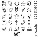 Baby Related Doodle vector icon set. Drawing sketch illustration hand drawn line eps10 128686019