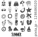 Summer Related Doodle vector icon set. Drawing sketch illustration hand drawn line eps10 128686020