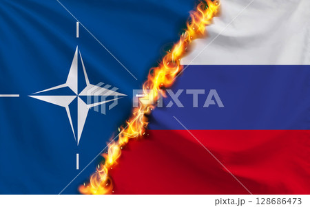 NATOとロシアの旗・国旗 128686473